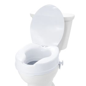 Raised Toilet Seat, 4" Height Raised, 300 lbs Weight Capacity, Universal Toilet Seat Riser, Screw Rod Locking, with Toilet Seat, for Elderly, Han