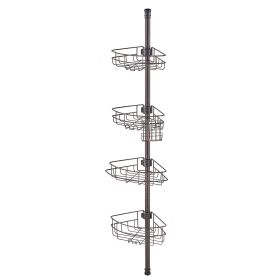 Shower Corner Caddy Tension Pole, 56" to 114" High, Multi-Functional Shower Tension Pole with Strong Load-Bearing Tray